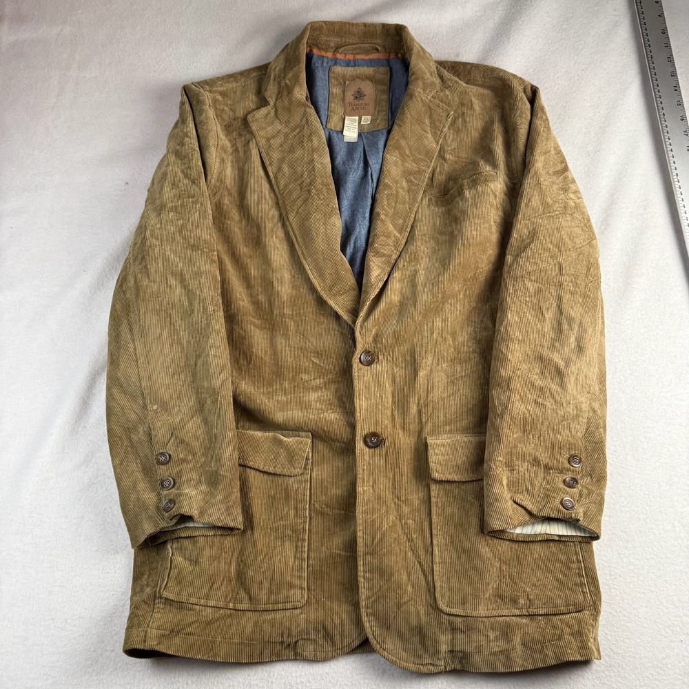Territory Ahead Mens XL Tan Brown Corduroy Two Button Blazer Jacket Cotton Blend